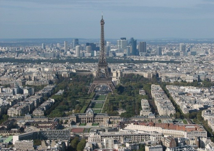 the Eiffel Tower in the center of Paris