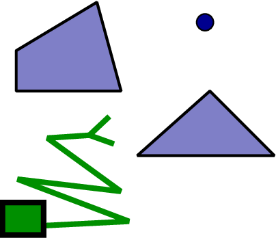 an articulated robot arm among obstacles