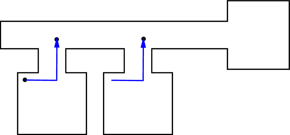 a localization problem with a movement path marked