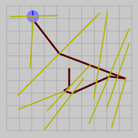 a simulated robot that has visited a series of sites